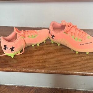 Under Armour Neon Orange and Lime Green Cleats